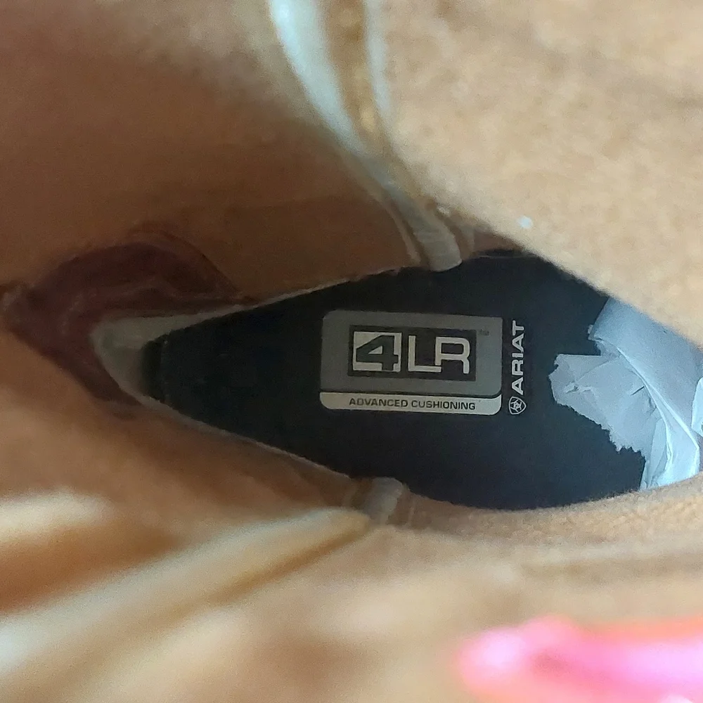 ARIAT Girls Pink and Brown Leather Slip-on Boots Size 3